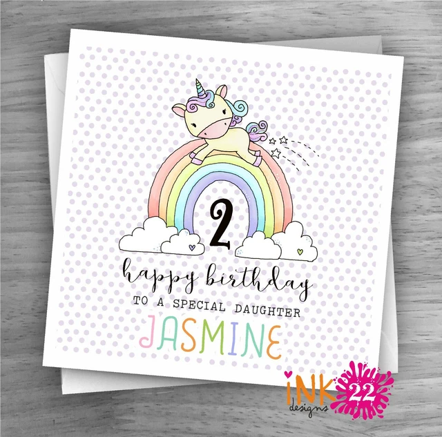 PERSONALISED GIRLS UNICORN Birthday Card 1st 2nd 3rd 4th Daughter