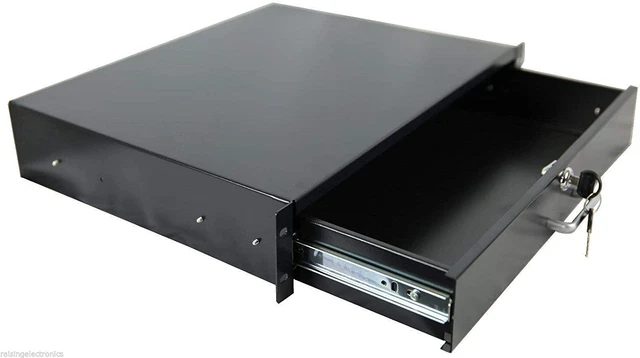 Drawer Server Cabinet Case 19 Inch Locking Rack Mount DJ Lockable Deep Drawer wi
