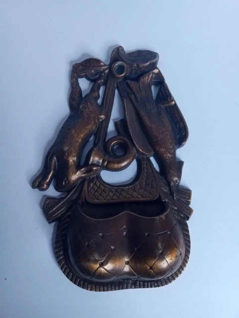 Vintage Cast Metal Wall Mount Match Safe