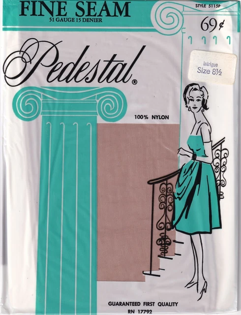 Bas Nylon Vintage Fully Fashioned - Taille T1/8.5 - Marron à Talon Cubain - Neuf Avec Légers Défauts
