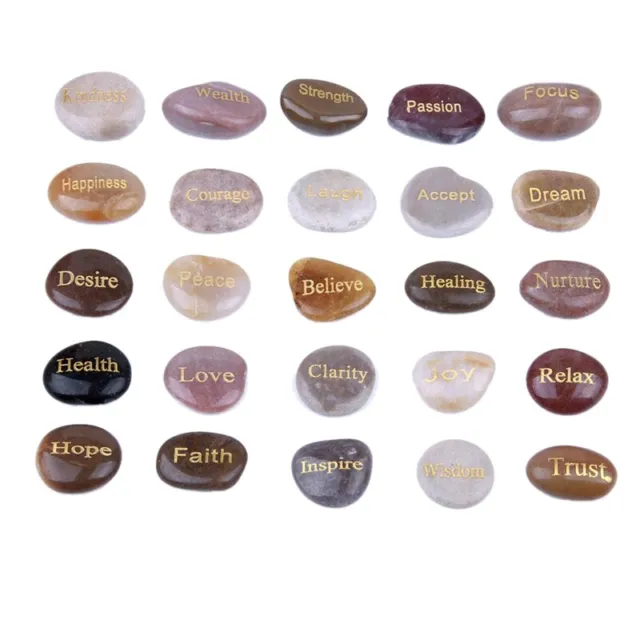 25 Engraved Inspirational Stones with Words of Encouragement Gold Engraved2709