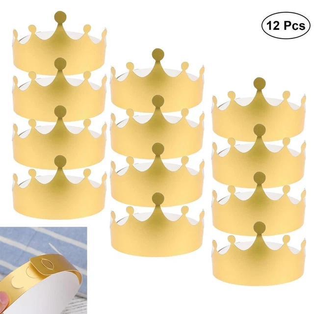 Costume Graduation Fêtes Anniversaire Chapeaux Papier Or Carte Couronne 12pcs