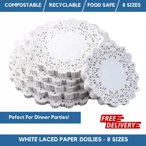 250 Pack Round Paper Doilies White Lace Paper Doyleys Party Wedding Tableware