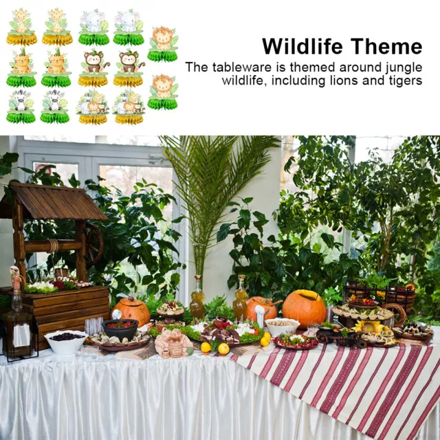 14pcs Baby Shower Honeycomb Decor Jungle Animal Beautiful Table Centerpieces