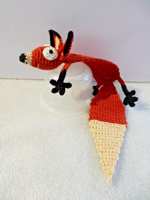 NEU Häkel Lesezeichen  Fuchs Papa gehäkelt Handarbeit Amigurumi Bookie Deko Buch