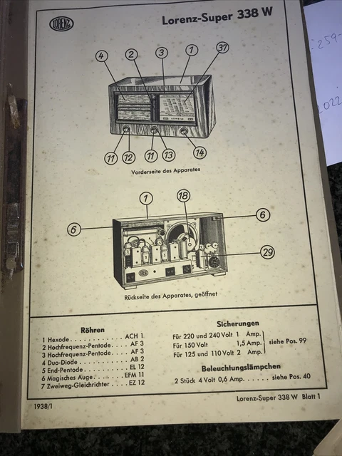 Lorenz Kundendienstmappe 1937/38 Lorenz Kundendienstmappe 1937/38