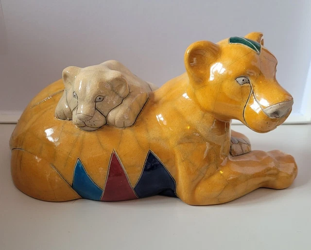 *Raku Studio Keramik * Löwin Und Jung * Handgefertigt In Südafrika * Vintage