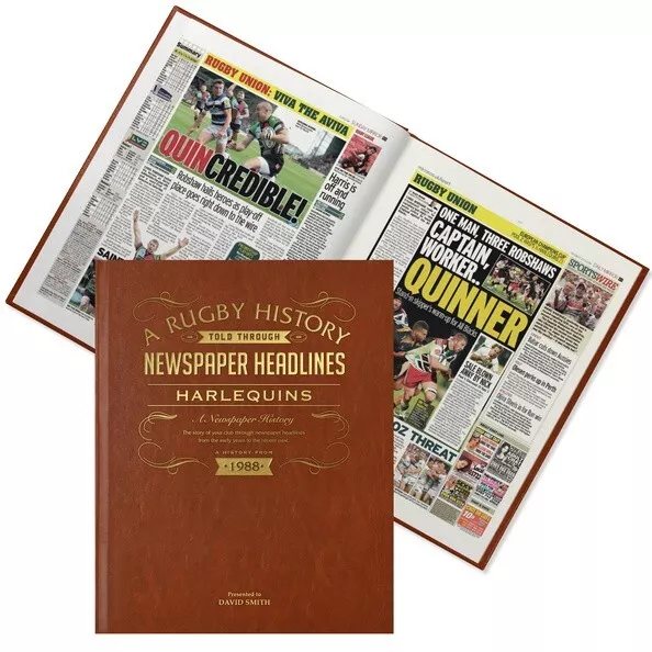 HARLEQUINS Rugby Union Book - Personalised Newspaper History - Birthday Fan Gift