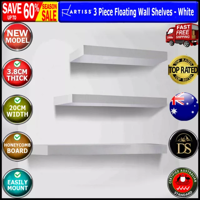 Artiss 3pcs Wall Floating Shelf Set DIY Mount Storage Book Display Rack White