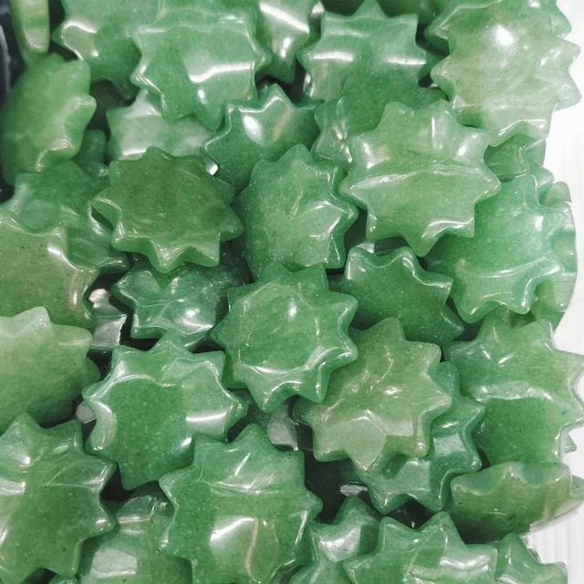 10pcs Natural Green Aventurine Stone Healing Sun Flower Gemstone Decor 25x6mm
