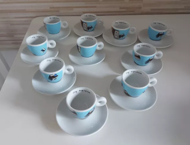 10 Tazzine E Piattini Illy Espresso Norma Jeane Piattini Bianchi 2002