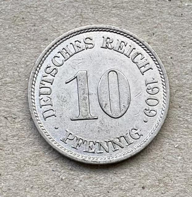 Sammlerstück 10 Pfennig Deutsches Kaiserreich 1909 J