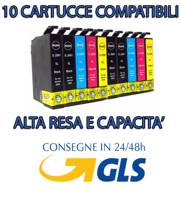 10 Cartucce Xl  Compatibili Per Stampante Epson Workforce Wf2760 2660 2520 2750