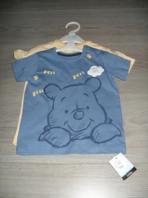 Disney Baby Winnie The Pooh 2 T-Shirt Set 6-9 Month (George At Asda) NEW