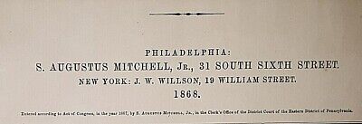 Old Antique 1866 S. AUGUSTUS MITCHELL Map ~ WIRGINIA - WEST VIRGINIA ~ Free S&H 3