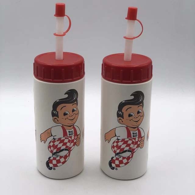 Big Boy To Go Plastic Tumblers With Straws & Twist On Lids