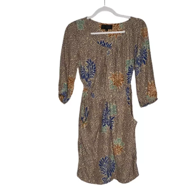 Corey Lynn Calter Anthropologie Obi Dress Size 0 Long Sleeve Pockets Silk Floral