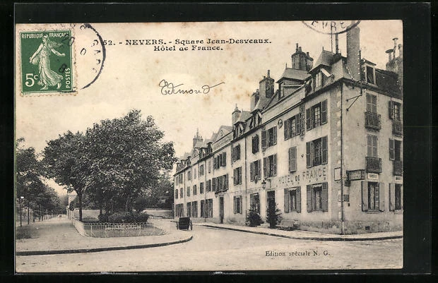 CPA Nevers, Square Jean-Desveaux, Hotel de France 1908