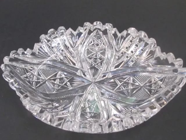 American Brilliant Period Cut Glass oval dish Antique