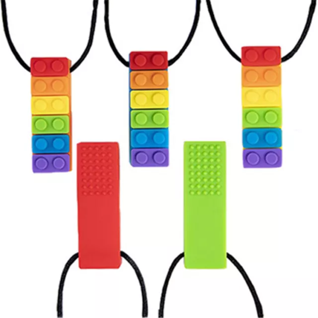 Kids Adults Chewelry Brick Necklace Autism ADHD Biting Sensory Chew Teething