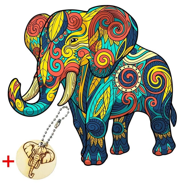 Elephant Shaped Jigsaw Puzzle Adults Kids Christmas Gift Educational Wooden Game