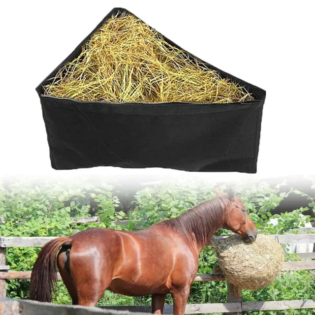 Black Triangle Hay Bag Large Capacity Horse Grass Bag Hay Feeder  Pasture