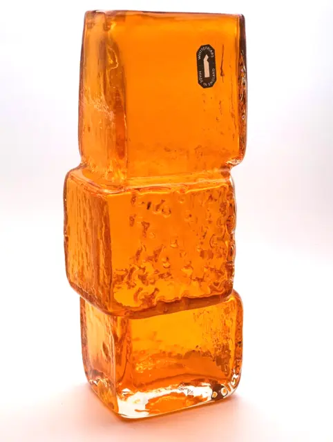 1960s Genuine Authentic Whitefriars Tangerine Drunken Bricklayer Vase G.Baxter 2