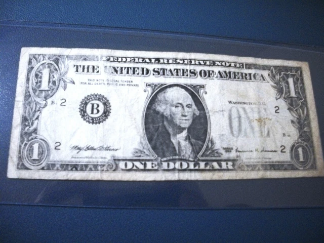 1999 One Dollar Bill  No Seal No Letters On Front Black Not Enough Ink