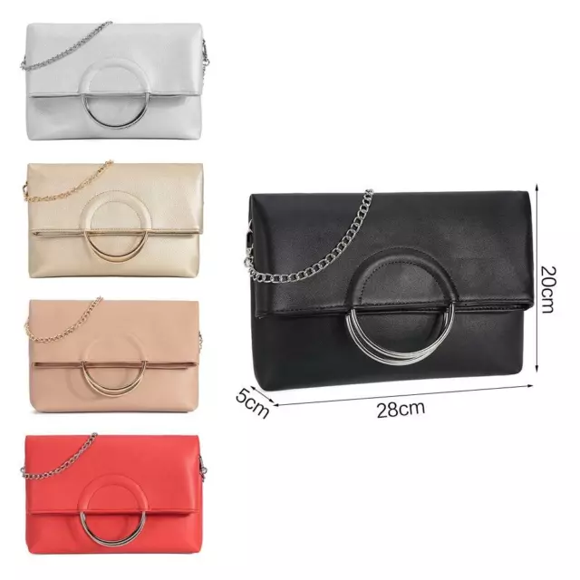 Womens Designer Style Faux Leather Clutch Bag Ladies Evening Party Handbag Purse