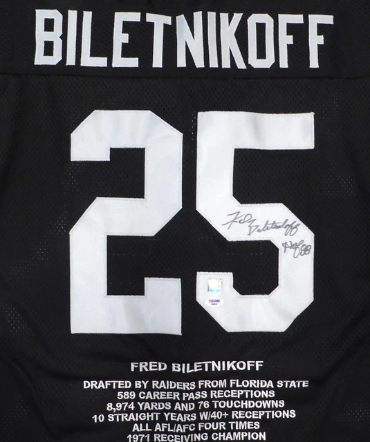 Raiders Fred Biletnikoff Autographed Black Jersey "HOF 88" PSA/DNA #D09943 Raiders Fred Biletnikoff Autographed Black Jersey "HOF 88" PSA/DNA #D09943