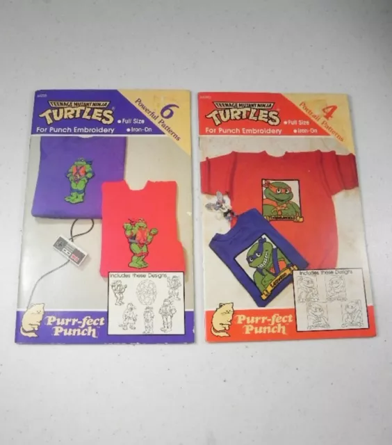 TMNT Purr-fect Punch Bordado Hierro Sobre Retrato Patrones Lote de 2 Libros