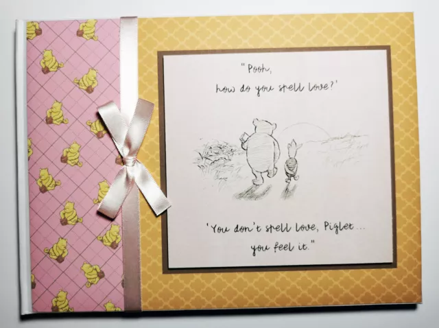 Personalised Classic Winnie the Pooh girl baby shower guest book, album, gift