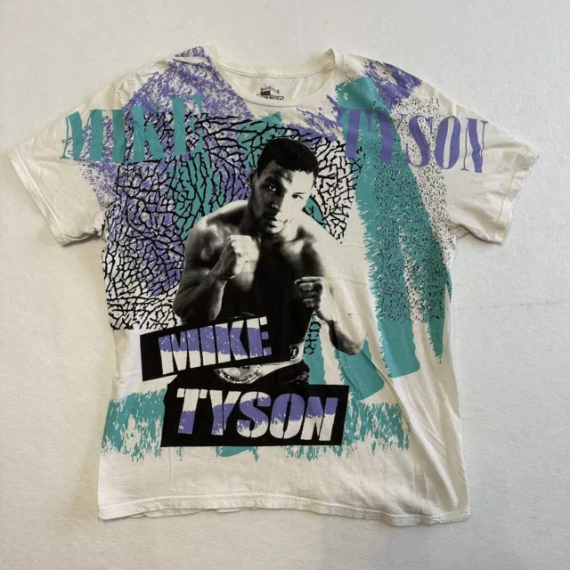 Roots of Fight Boxing Mike Tyson Vintage Retro Color T-Shirt White Size Large