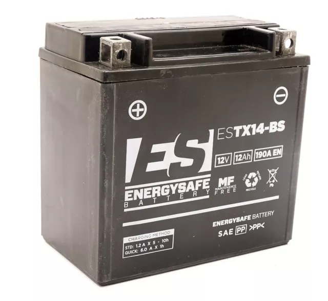 Energysafe ESTX14-BS / YTX14-BS AGM Batterie 12V 12AH - Prêt à Poser (FTX14-BS)