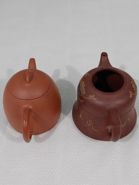 宜兴老紫砂壶 Vintage China Yixing Purple Clay Zisha Art Teapots Lost Lid Fixed Handle
