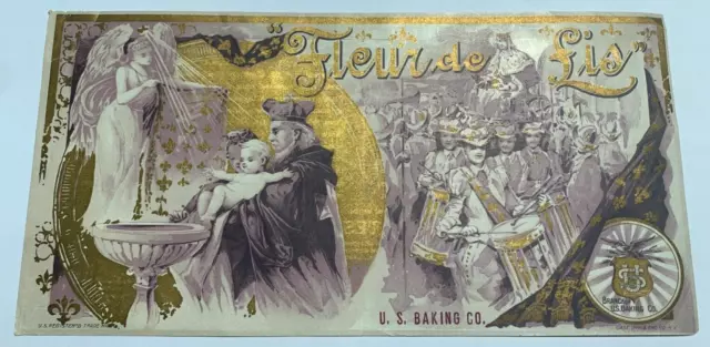 C.1880 UNIQUE United States Baking Co. Fleur-De-Lis Biscuit Ad Label Pre-Nabisco 3