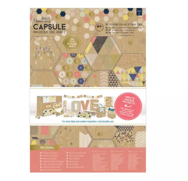 Geometric Kraft - A4 Ultimate confezione pressofusione e carta - Docrafts Papermania - 48pk 3