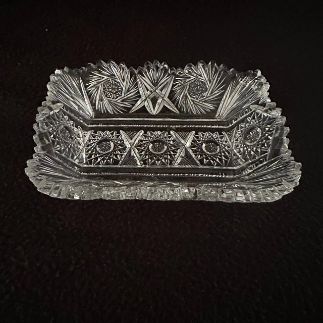 American Brilliant Period Cut Crystal Glass Bowl Dish 6 1/2"