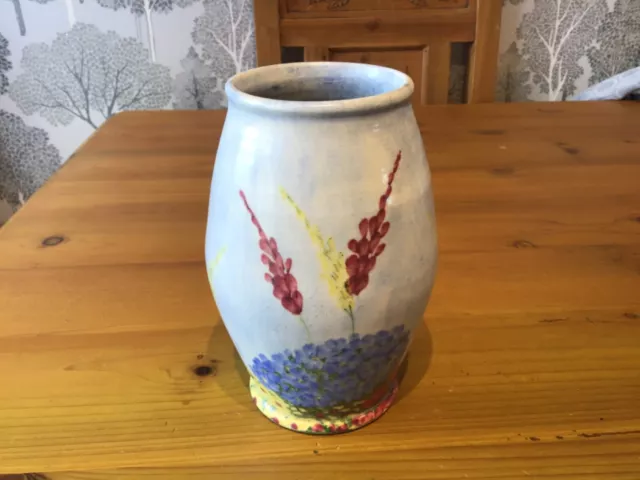 Hand Painted Art Deco Floral Patterned Cylindrical Shaped Radford Pottery Vase 2