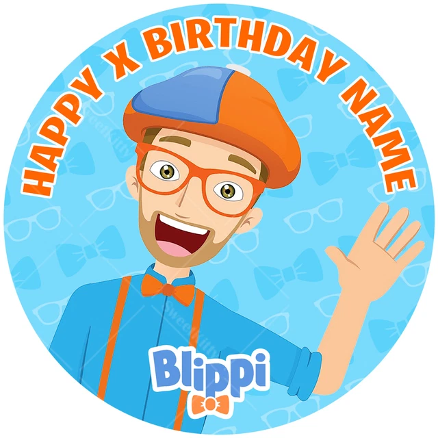 MR BLIPPI BIRTHDAY Cake Topper Decoration Round Circle Personalised