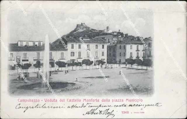 az286 cartolina campobasso citta' veduta del castello monforte molise inizio 900