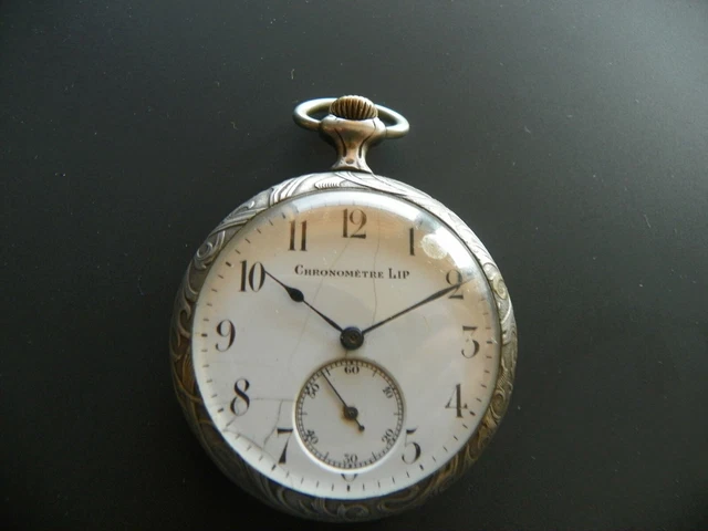 Montre à Gousset Argentée Swiss Made Vers 1930 - Décor Chiens De Chasse - Occasion Fonctionnelle