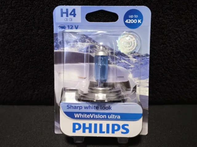 Philips WhiteVision ULTRA H4 4200k bis zu 60% mehr Halogenlampe