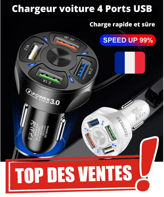 Chargeur Rapide Voiture Allume Cigare USB Type-C PD20W QC3.0 Adaptateur 4 PORTS