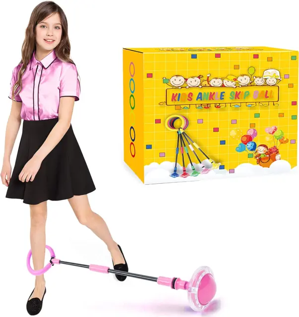 Cingfanlu Skip Ball for Kids, Skip It Foldable Colorful Flash Wheel Boys Girls T