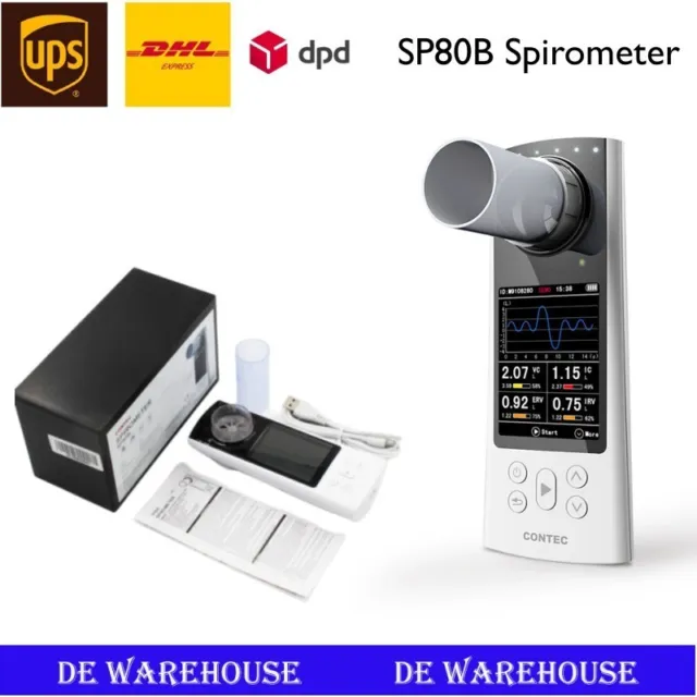 SP80B Digitales Spirometer Farb-LCD Vitalkapazität Lungenfunktionsmessgerät SW