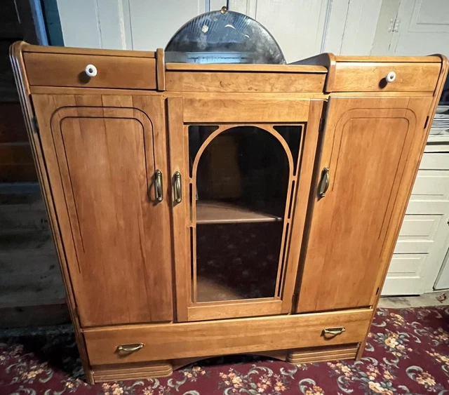 SALE! ART Deco Vintage Waterfall Design Sideboard Buffet Server Etched