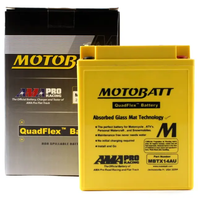 New MOTOBATT Quadflex AGM Battery #MBTX14AU