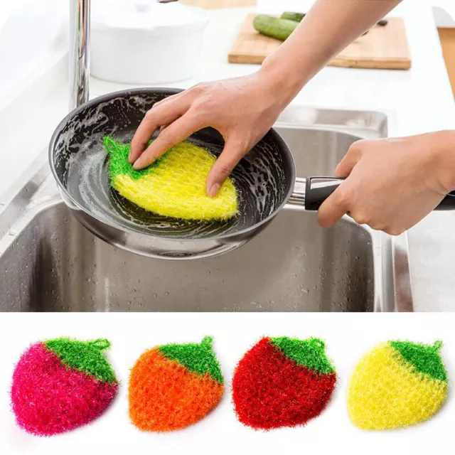 19*12cm Strawberry Kitchen Dish Washing Sponge Cloth Scrubber Pot Cleaning Brush 2