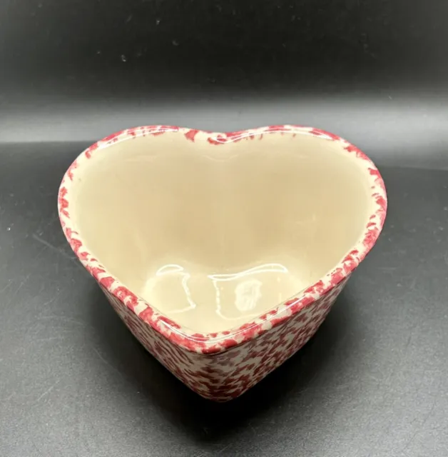 Gerald HENN Pottery  Cranberry Red Spongeware Heart Shape Bowl  5” Valentine’s